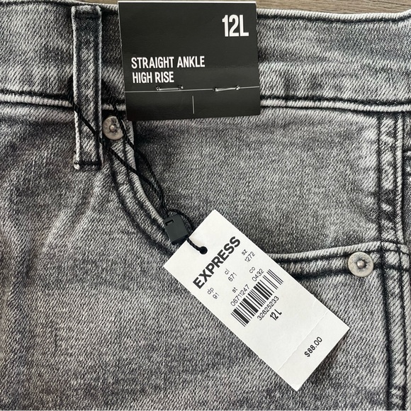 NWT Express Straight Ankle High Rise Light Grey Denim Wash - Picture 3 of 4